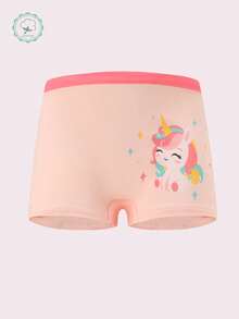 4pcs/Set Girls' Cotton Cartoon Print Camisoles Underwear Set