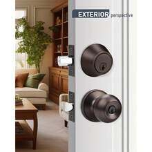4 Pack Keyed Entry Door Knob And Single Cylinder Deadbolt Combination Set In Satin Nickel, Keyed Alike Exterior Knob Door Handle And Deadbolt Lock And Key, Round Locking Lever Handle Set - Aged Bronze - View 6