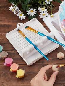 4-Slot Paint Brush & Brush Holder With Multiple Decorations, Convenient For Painting Learning,Back To School,School Supplies