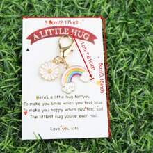 6 Stück/Set Süße regenbogenfarbene Gänseblümchen Schlüsselanhänger Set, Taschen/Kleidungsdekoration Anhänger, Geschenke für Familie, Geburtstag, Hochzeitsfeier, Abschluss, Regenbogenfest