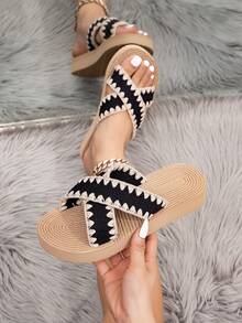 女士坡跟凉鞋，黑色贝壳鞋带凉鞋，女士黑色交叉带拖鞋，厚底低跟夏季沙滩旅行一脚蹬穆勒凉鞋（驼色） - 駝色 - 查看 5