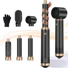 UKLISS 5-In-1 Multi-Function Auto Induction Hot Air Brush, Multi-Function Hair Dryer, Curling Iron, Straightener (Blue Gold/Black Gold/White Gold)