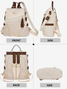 Women's Anti-Theft Tassel Nylon Backpack, Multifunctional Fashion Daily Bag, Multi-Pocket Lightweight Travel Bag, Large Capacity Minimalist Bookbag, Convenient Backpack Suitable For Students, Nurses, Teachers, Business Professionals, Travel, Commuting, Shopping, Office, Dating, Hiking, Training, Work, Birthday Gift, Holiday Gift - Multicolor - View 7