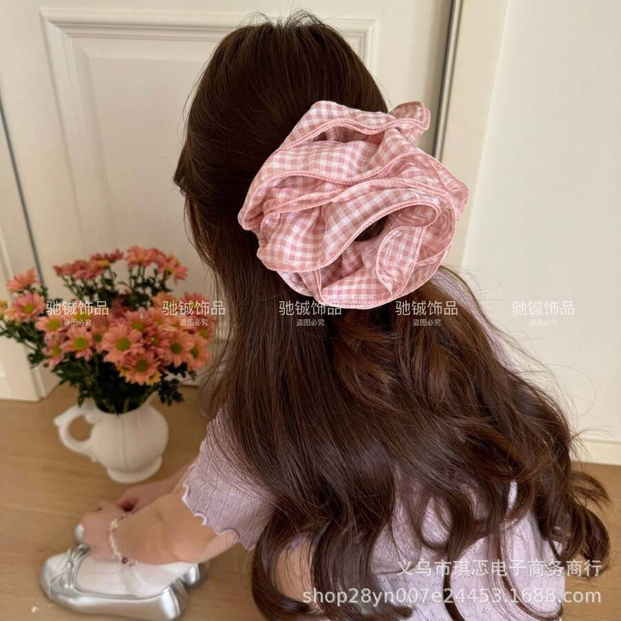 Elastics & Ties - Pink Checkered Hair Band - View 1
