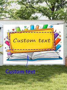 1 pièce Toile de fond Retour à l'école - Texte personnalisable, design de crayon de couleur et de livre, artistique et ludique, convient pour la décoration de la salle de classe pour la rentrée, les célébrations de vacances, la décoration de jardin, conception portable alimentée par batterie, bannière de décoration de salle de classe, activités artistiques pour enfants