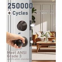 4 Pack Keyed Entry Door Knob And Single Cylinder Deadbolt Combination Set In Satin Nickel, Keyed Alike Exterior Knob Door Handle And Deadbolt Lock And Key, Round Locking Lever Handle Set - Aged Bronze - View 2