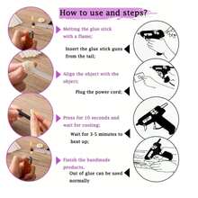 1/6/12/24热熔胶条套装，适用于DIY工艺品、一般家居维护和节日工艺品。热熔胶棒具有良好的粘合功能，可用于粘合木材、金属、玻璃、花卉、泡沫、织物、皮革、陶瓷、装饰品、手工艺品、电子产品、纸制品、包装、照片、办公用纸以及大多数塑料制品。工具配件