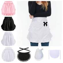 A Variety Of Colors And Styles Of Semi-Aprons-Fashionable Kitchen Clothes Suitable For Women, Chefs And Waitresses, Ruffled Hem, Very Suitable For Cooking And Service.