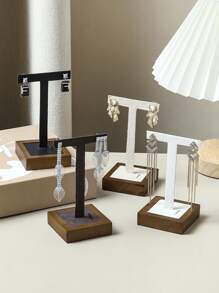 1pc Walnut Wood Earring Display Rack, Jewelry Storage Organizer & Photo Prop For Women Storage Organizer Travel Essentials Back To School Dormitory Storage Fall Decor