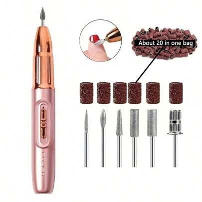 Professional Nail Drill Kit, USB Rechargeable Nail Grinder, 300mAh Lithium Battery High Capacity, Manicure & Pedicure Tool Set, Home And Salon Nail File Kit, Nail Buffing Polishing Tools