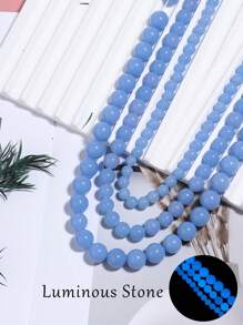 1 Strang leuchtende Steinperlen, leuchten im Dunkeln, blau/grün/gelbe fluoreszierende Kugel-Perlen, lose Abstandshalter-Perlen zum Selbermachen von Schmuck, Armbändern, Halsketten, 6 mm 8 mm