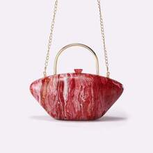 Women's Handbag In A New Style Made Of Pressed Acrylic, Evening Bag, Shoulder Bag With One Shoulder Strap, Clutch Bag For Wedding Banquets, Chain Handbag - 珍珠色 - 查看 4