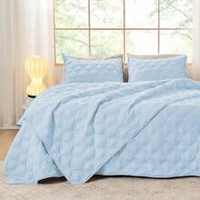 Size Quilt Bedding Set Teal - Full Lightweight Comforter Bedspreads & Coverlets Turquoise - Bedding Cover Bed Decor All Season - 3 Pieces (1 Quilt, 2 Pillowcases) - 藍色 - 查看 1