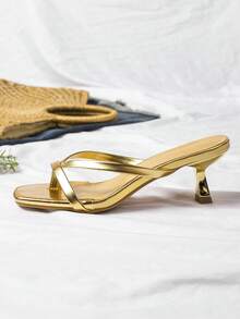 New Leopard Print Sexy Kitten Heel Sandals, Fashion Versatile High Heels For Women