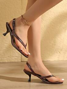 French-Style High Heel Sandals For Women, New Summer Design With Toe Strap, Stiletto Heel, Back Strap, Sexy Thong Sandals