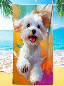 1pc Cartoon Dog Beach Towel, Soft And Lightweight Towel For Couples Outdoor Camping, Suitable For Travel, Swimming, Bath, Camping And Beach Vacation - Ideal Gift For Family, Friends And Loved Ones