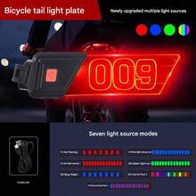 Bicycle Taillight, Creative Illuminating License Plate, Multi-Style Selection, Decorative Light, Rechargeable, High Brightness, Road Bike, Mountain Bike, Night Riding Equipment Accessories - Multicolor - View 14