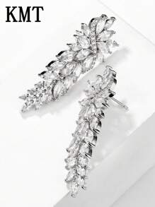 KMT 2 piezas Pendientes elegantes de envolver alrededor de la oreja con cúbicos de zirconia engastados en cobre para mujer, aptos para uso en bodas y como regalo