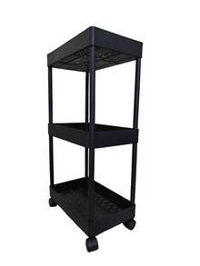 **Carrito Organizador de Plástico 3 Niveles con Ruedas y Ganchos – Para Baño, Cocina o Sala,negro o blanco |   60x30x18cm. |   Hecho en México** - Negro - Ver 3