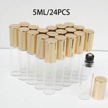5ml/10ml/8pcs/21pcs/40pcs Mini Perfume Essential Oil Roll-On Bottles, Transparent Bottle With Gold Cap, Refillable, Portable Travel Size, Suitable As Gift For Friends And Family