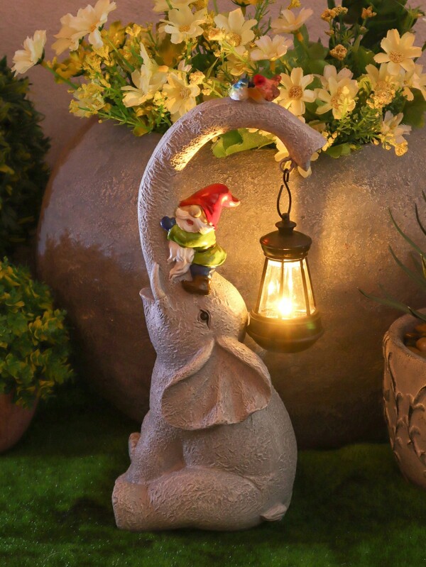 Elephant Solar Lights Outdoor Garden, Lucky Elephant Statues Lights, Housewarming Gifts And Yard Decoration, Cute Garden Sculpture Decor, Outdoor Statues