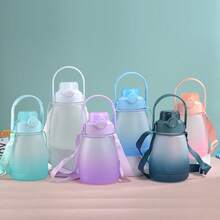 1 Stück 1200ml/40,5oz Kunststoff Becher mit Trinkhalm, tragbarer Wasserbehälter mit großem Fassungsvermögen für Studenten, Sommer Trinkbecher