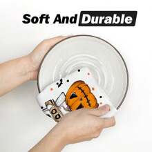 2 piezas de Toallas de cocina con motivos de calabaza y fantasma beige de Halloween, paños de cocina de otoño, toallas de mano de poliéster para la cocina, trapos de secado suaves y absorbentes, decoración para el hogar, utensilios de cocina, paños de limpieza, 40*60cm