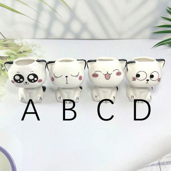 1 Piece, Ceramic Flower Pot Mini Cat Cartoon Cute Potted Plant Desktop Potted Cat Potted DIY Desk Decoration Children's School Gift