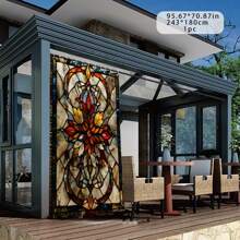 1/2 Stücke bunte Vorhänge für den Außenbereich - bunter floraler und geometrischer Muster, waschbar aus Polyester, 180 x 180 cm, geeignet für Terrasse, Pavillon, Hof, Garten - ganzjährig einsetzbar, inklusive Haken, ideal für Neujahr, Frühlingsfest, Valentinstag, Ostern, Weihnachtsdekorationen, am besten geeignet für Weihnachten