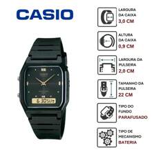 Casio Relógio de Pulso Casio Feminino Anadigi Standard Preto Quadrado Alarme Cronômetro Prova d água Médio Casual Preto AW-48HE-1AVDF