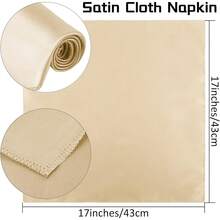 New-2025  12 Piec Satin Napkins Soft Dinner Napkins Square Weddings Table Napkin 17 X 17 Inch For Rtaurant Weddings Party Dinner Dration (Champagne) - Champagne 17 x 17 inch - View 2