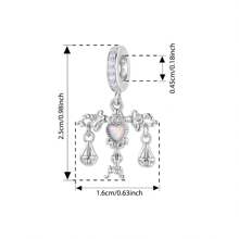 WOSTU 1 pieza Colgante lindo de lazo de plata de ley 925, colgante de tacones altos de cerezo rosa, colgante adorable para mujer, apto para collar, pulsera, joyería de moda, regalo
