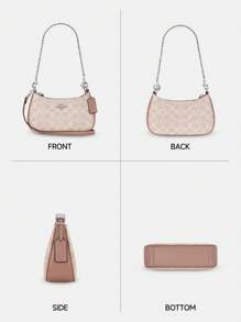 Coach Teri 20 Bolsas de Ombro para Mulheres, Bolsa Hobo Linda em Lona com a Marca Registrada, Mini Bolsa Clutch com Fecho de Zíper, Bolsa Crescent com Alça Destacável