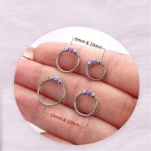 2Pcs 18G Opal Nose Rings Hoops - 316L Surgical Steel Septum Nose Rings For Women Conch Piercing Jewelry Daith Helix
