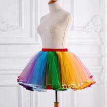 Neuer Regenbogen Tüllrock Lolita Bühnenauftritt Ballett Bonbonfarbe Rock mit Krinoline
