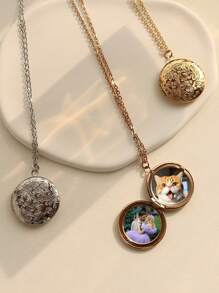 Colar com medalhão redondo dourado personalizado com sua própria foto, colar com foto, medalhão com foto, pingente para moldura de foto de lembrança, melhor presente