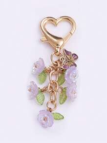 1 Stück neuer eleganter, simpler Lilien-Blumen Schlüsselanhänger mit Perlen, stilvoller Lilien-Blumen Anhänger, geeignet als Geschenk für Familie und Freunde, Schlüsselring, Taschenbaumler, Autoaccessoires, Rucksack für die Schule
