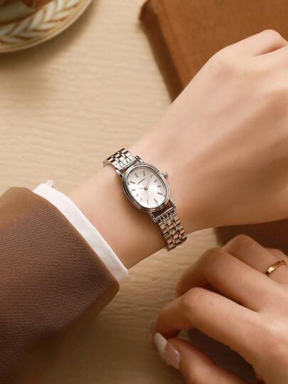 LI Pc Removable Stainless Steel Strap, Vintage, Mini Oval Ladies Quartz Watch, Zilver Case,Perfect Everyday Wear, Birthday s, Parties, Holiday Gatherings, As The Ideal Yourself Or Friends view 2