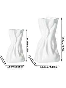 1pc Lightweight Ceramic-Look Plastic Vase - Asymmetric Design White Vase, Suitable For Home And Cafe Decor, Bedroom Modern White Vase, Easy-Clean Surface Ideal For Displaying Dried Flowers, Fresh Flowers Or Artistic Floral Arrangements, Desktop Decor, Boho Chic Home Decor, Home Office Decor, Holiday Decor Gift, Birthday Graduation