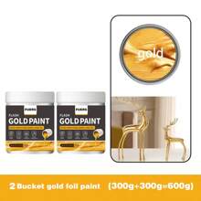 Gold/Silver Foil Paint, 180g/300g, Various Sizes, Water-Based, Suitable For Indoor/Outdoor, Metal, Wood Surfaces, Contains /Silver Powder
