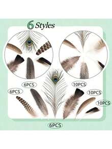 24 قطعة/30 قطعة/40 قطعة/48 قطعة/50 قطعة خليط من الريش المناسب لأعمال الحرف اليدوية والزفاف وديكورات الحفلات - أنماط فريدة، 4-12 بوصة، ألوان زاهية ناعمة، رائع لديكور المنزل ومشاريع الفن والمناسبات الخاصة