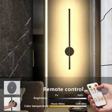 1 وحدة إضاءة جدارية LED قابلة للشحن ، بريموت كنترول ، طول 50 سم ألمنيوم أسود ، إضاءة لاسلكية قابلة للإزالة للسرير ، للغرفة المعيشة والمطعم والممر والصالة الداخلية