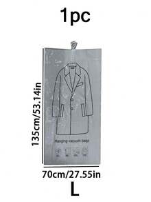 1件家用悬挂式真空压缩袋，衣物分类袋，大号真空袋，省空间悬挂式羽绒服收纳袋，搬家用品衣柜收纳袋，卧室收纳袋，可重复使用，居家收纳，干洗服装防尘罩，女士白色T恤，女士黑色裤子，女士冬装，女士优雅连衣裙，女士长袖白衬衫，极简主义，夏季上衣，加厚悬挂式真空压缩收纳袋，多孔悬挂式服装袋，带拉链包边，极简主义风格 - 彩色 - 查看 16