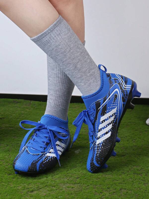 1 Pair Women Tropical Print Athletic Trainning Soccer Shoes With Lace-Up Closure, Synthetic Leather, Suitable For All Seasons