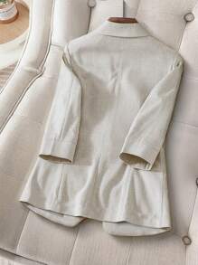 HOMEYEE 女士时尚单排扣西装外套，商务优雅专业复古休闲外套，加大码 - 杏色 - 查看 2