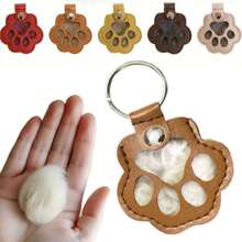 1pc Commemorative Leather Pet Hair Keepsake Bag - Multipurpose Portable Keychain, Suitable For Cats And Dogs, Pet Memorial Hair Storage Box