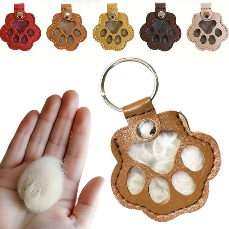 1pc Commemorative Leather Pet Hair Keepsake Bag - Multipurpose Portable Keychain, Suitable For Cats And Dogs, Pet Memorial Hair Storage Box