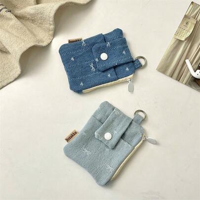 1 件时尚可爱牛仔布零钱包小钱包用于存放硬币卡口红方便女孩和女士女士钱包迷你钱包钱包钱包旅行钱包零钱包