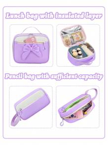3PCS Girls School Backpack Set With Bowknot, Lunch Box Bag & Pencil Case, Lightweight Multi-Pocket Student Bookbag, Fits 15.6 Inch Laptop, Travel Backpack, Back To School Essential, Ideal Birthday Gift 