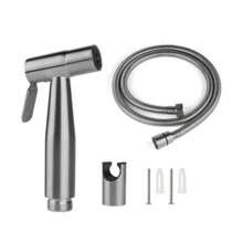 1 Set Black 304 Bidet Sprayer, 1.2m/120cm Black Reinforced Hose, Stainless Steel Toilet Bidet Douche - Handheld Bidet Sprayer With 1.2m/120cm Hose And Sprayer Holder, Ideal For Feminine Hygiene, Diaper Cleaning And Reducing Toilet Paper Waste, Christmas, Easter, Mother's Day, Valentine's Day, Birthday Gift, Black Bidet Toilet Attachment